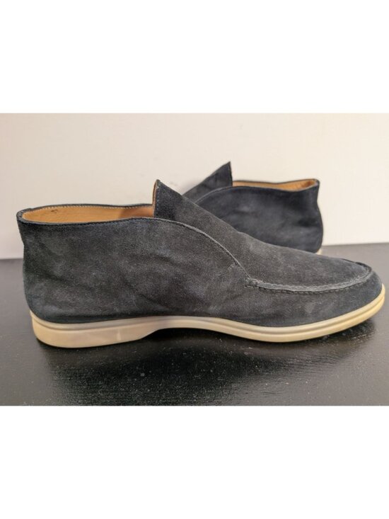 Loro Piana Men\'s Open Walk Suede Ankle Boot, Caviar Size EU44, US11